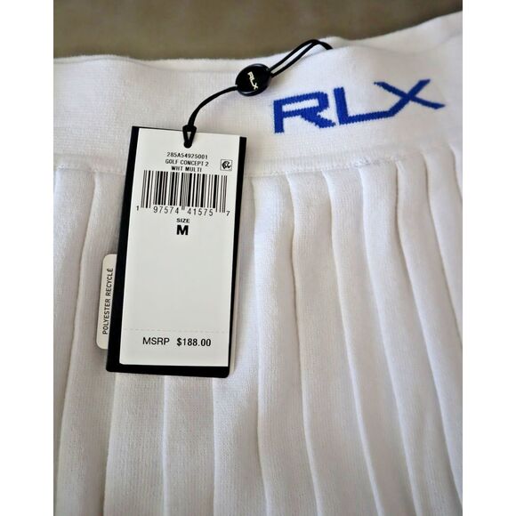 RLX Ralph Lauren Women Sz M White Multi Pleated Golf Pickleball Tennis Skort - Picture 3 of 11